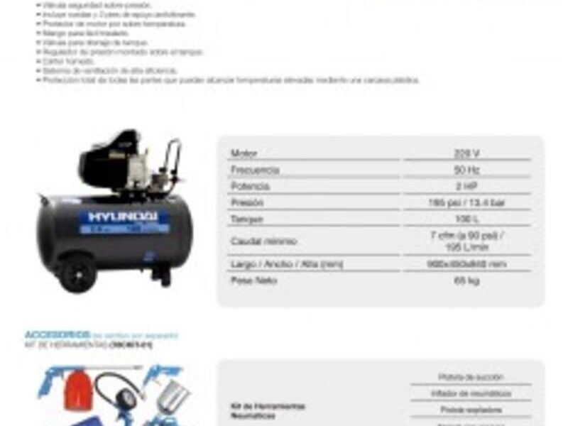 Compresor de aire 2 hp 100 Litros Hyundai Correa